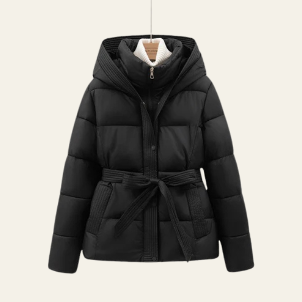The Selvara Belted Hooded Puffer Jacket
