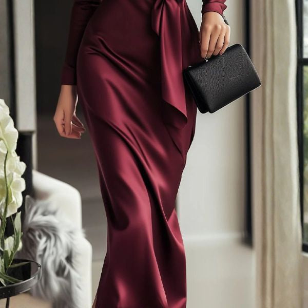 The Hawthorne Burgundy Draped Wrap Dress