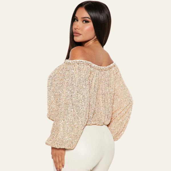 The Celviera Sequin Off-Shoulder Blouse