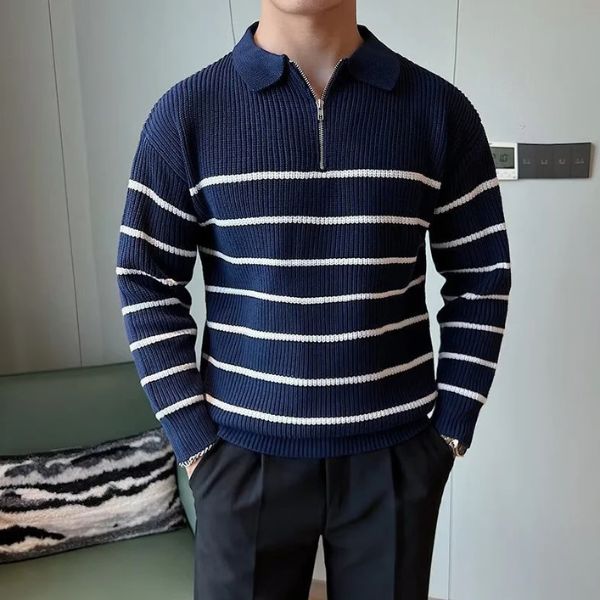 The Arven Striped Half-Zip Knit Sweater