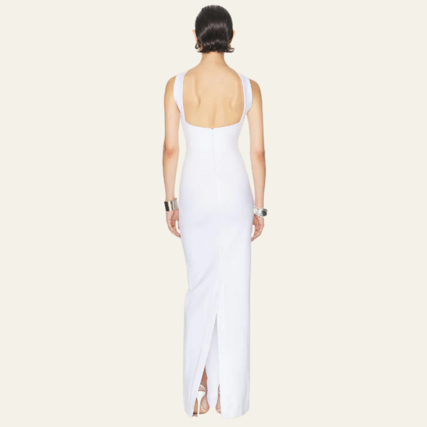 The Amara Strapless Scarlet Maxi Dress