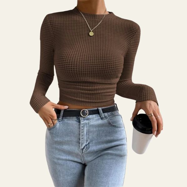 The Delancey Textured Long-Sleeve Fitted Top