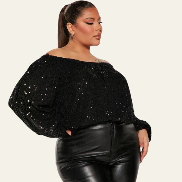 The Celviera Sequin Off-Shoulder Blouse