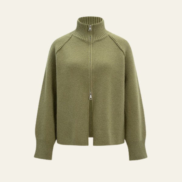 The Elara Zip-Up Knit Cardigan