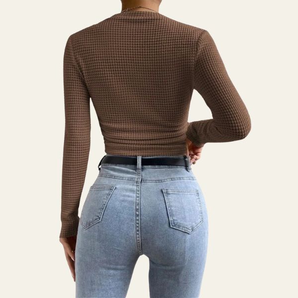 The Delancey Textured Long-Sleeve Fitted Top