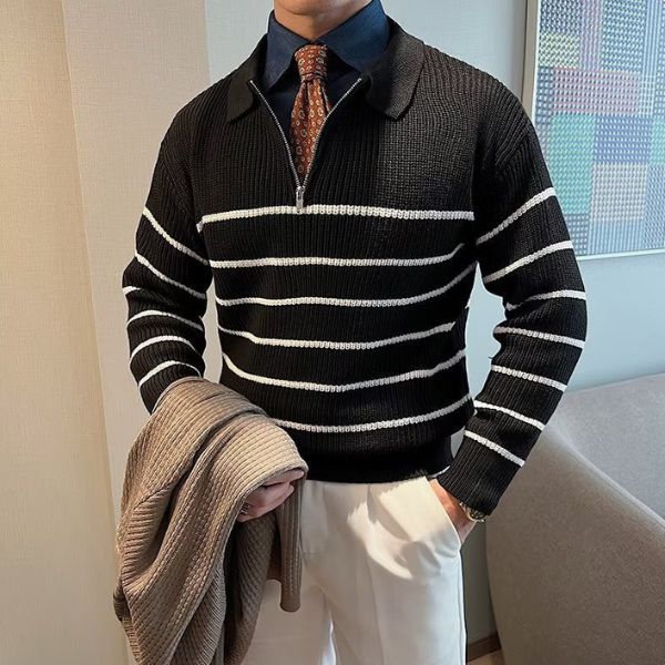 The Arven Striped Half-Zip Knit Sweater