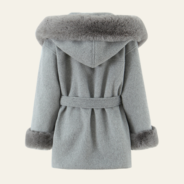 The Arlena Hooded Trim Wrap Coat