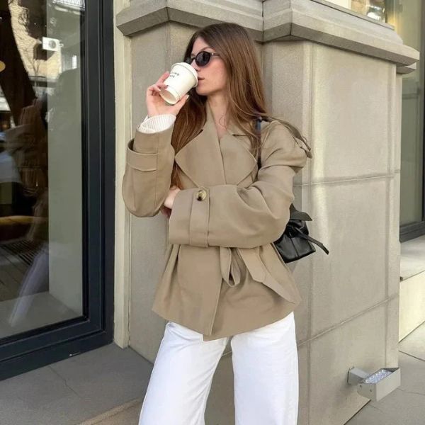 The Élodie Cropped Belted Trench Jacket