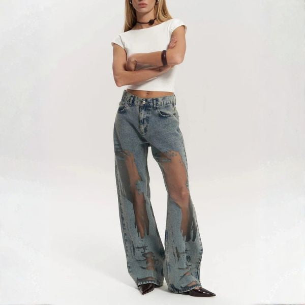 The Milan Mesh-Panel High-Waist Jeans
