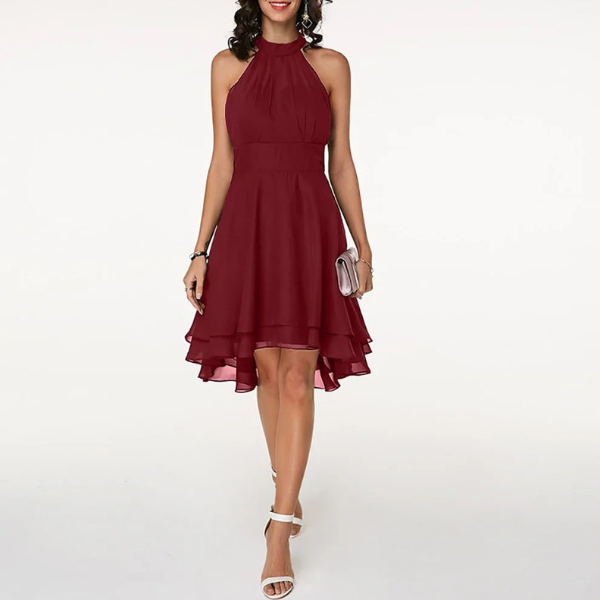The Elara Ruffled Halter Dress