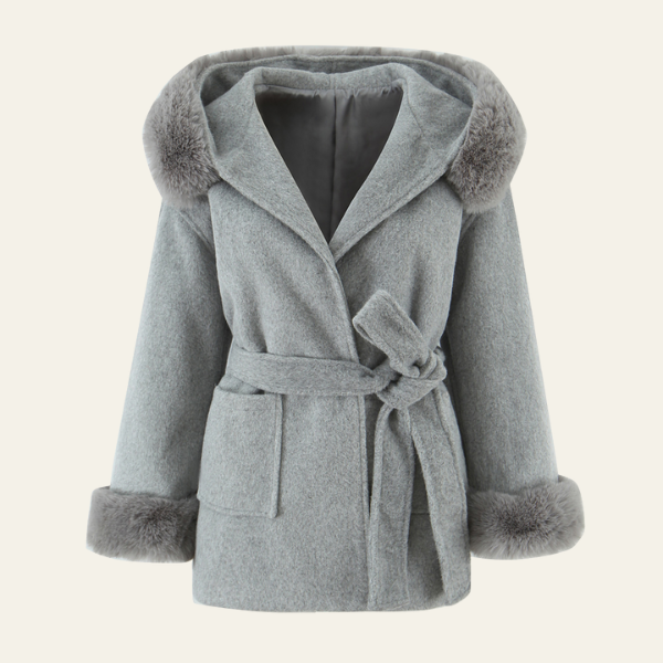 The Arlena Hooded Trim Wrap Coat