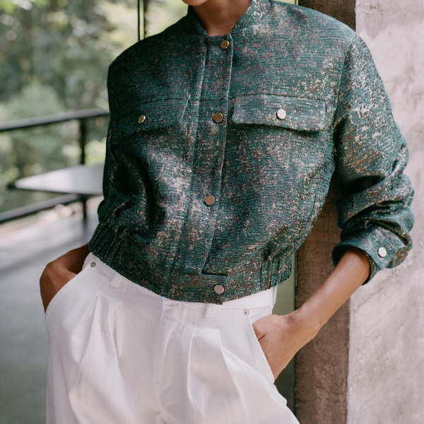 The Novara Jacquard Cropped Jacket