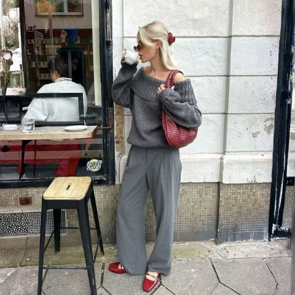 The Lirenne Off-Shoulder Knit Sweater