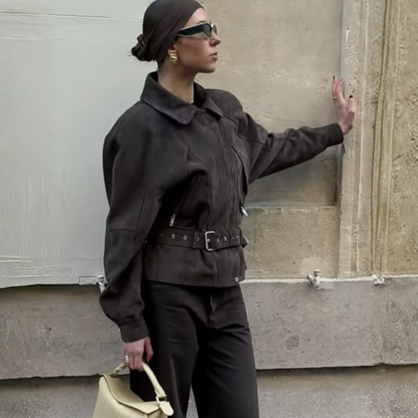 The Marisse Belted Retro Moto Jacket