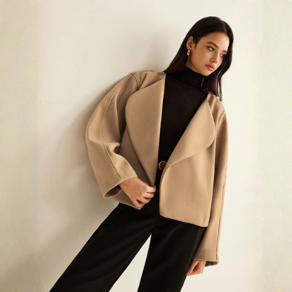 The Amara Draped Open-Front Coat