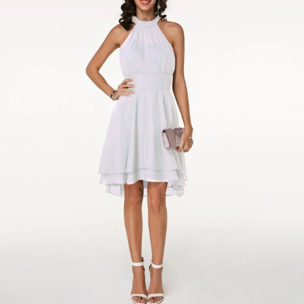 The Elara Ruffled Halter Dress
