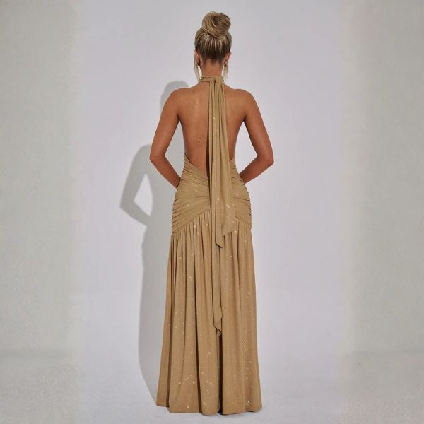 The Arlisse Sparkle Halter Maxi Dress