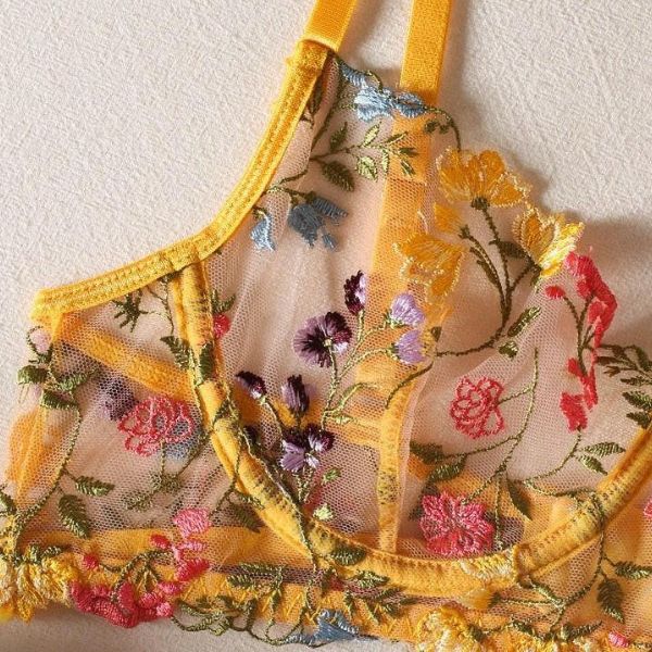 The Marise Embroidered 3-Piece Lingerie Set