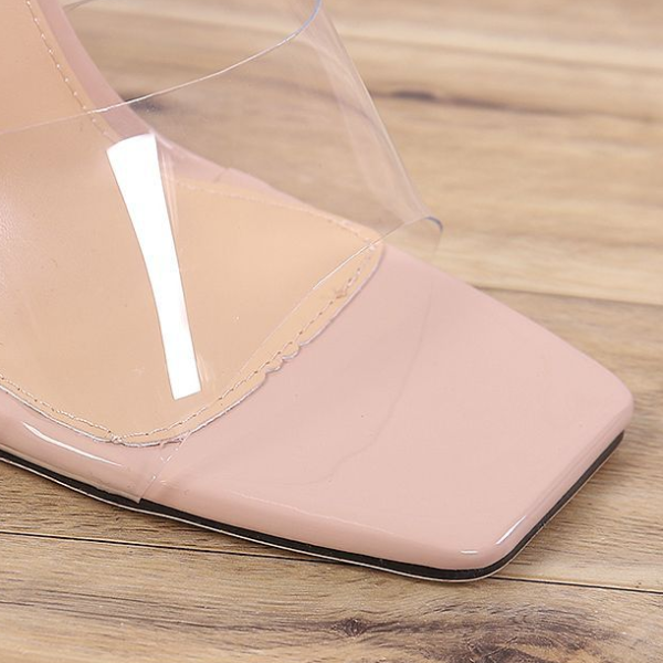 The Livia Clear Strap Metal Stiletto Heels