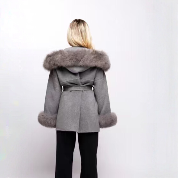 The Arlena Hooded Trim Wrap Coat