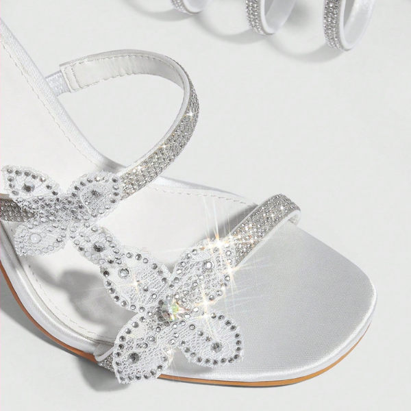 The Aurelle Rhinestone Floral Wrap Stiletto Heels