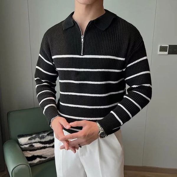 The Arven Striped Half-Zip Knit Sweater