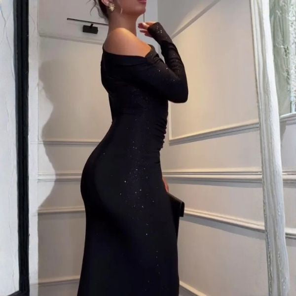 The Lioren Sparkle Off-Shoulder Dress