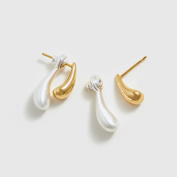 The Elara Two-Tone Water Drop Earrings