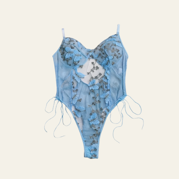 The Noelia Floral Threadwork Bodysuit