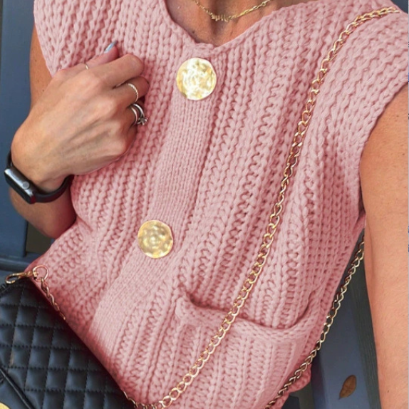 The Amelie Chunky Knit Button Vest