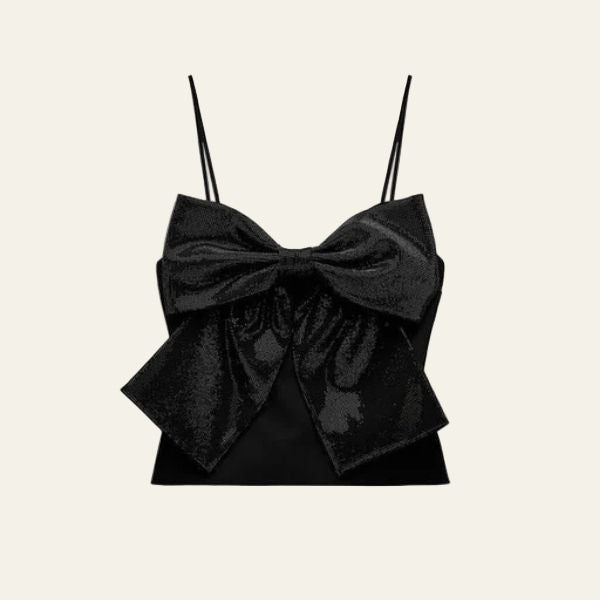 The Noelle Sparkle Bow Crop Top