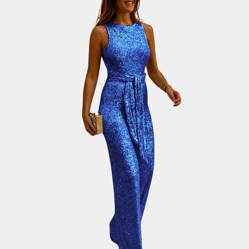 The Monica Glitter Belted Jumpsuit