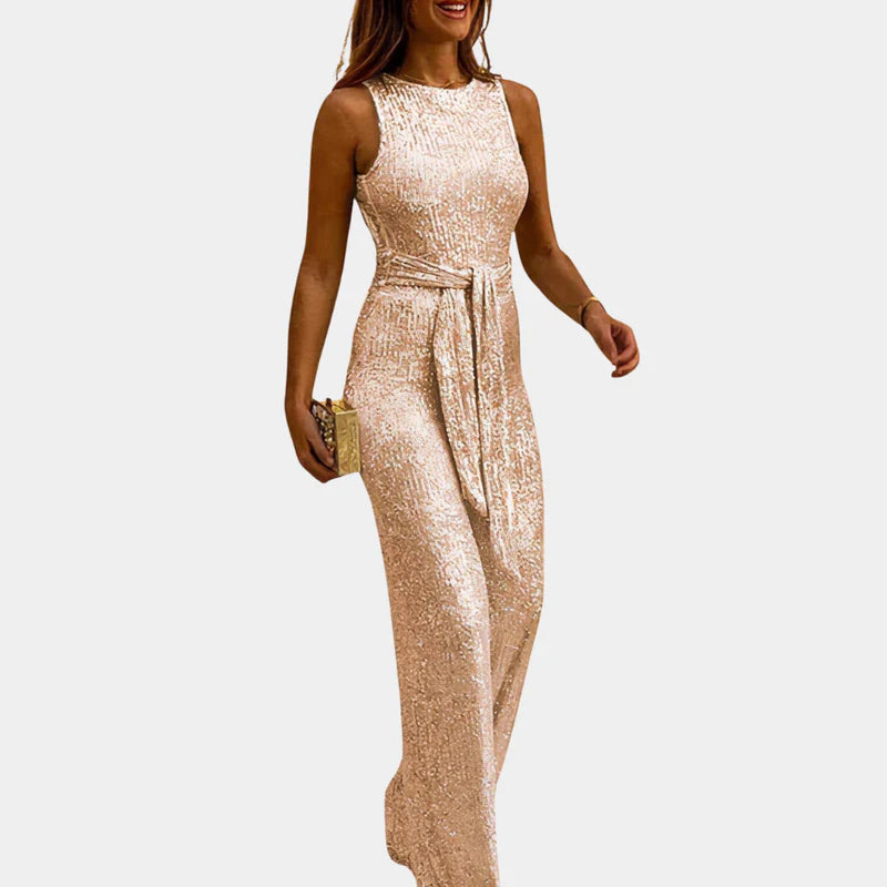 The Monica Glitter Belted Jumpsuit