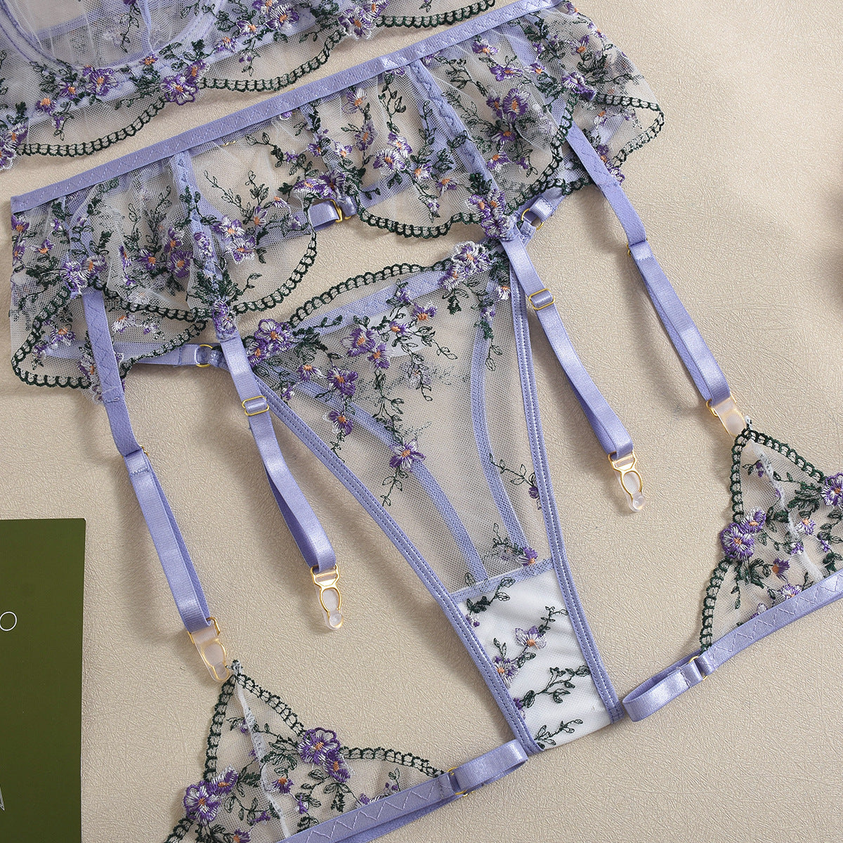 The Marseille Embroidered Sheer Lace Lingerie Set