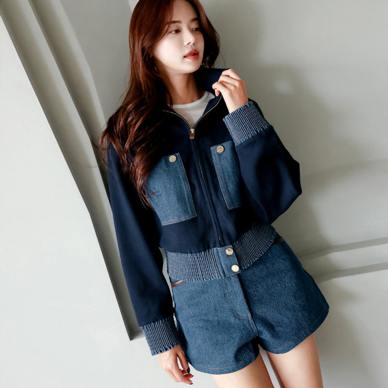 The Marseille Contrast-Denim Zip Jacket