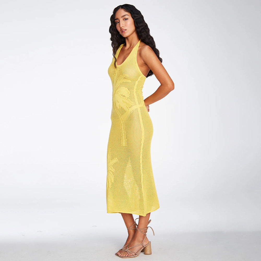 The Capri Palm-Pattern Crochet Dress