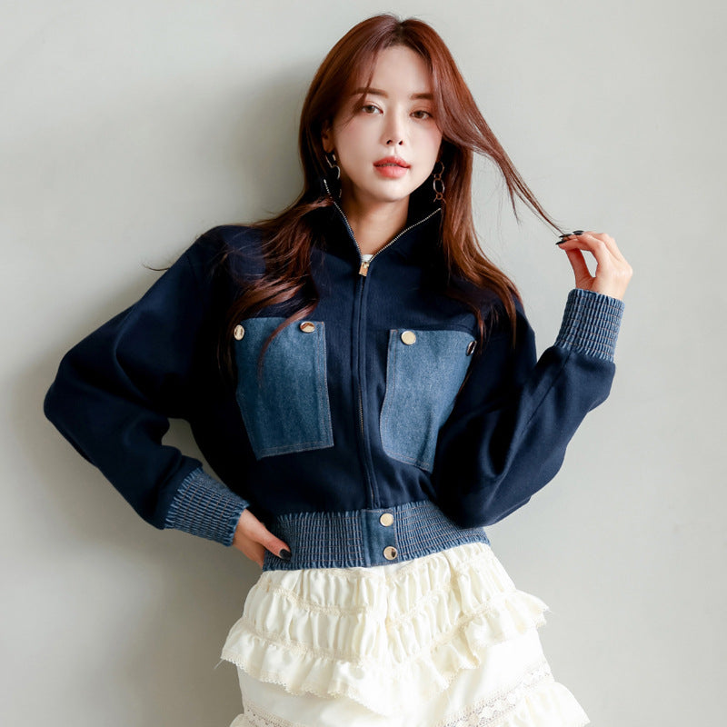 The Marseille Contrast-Denim Zip Jacket