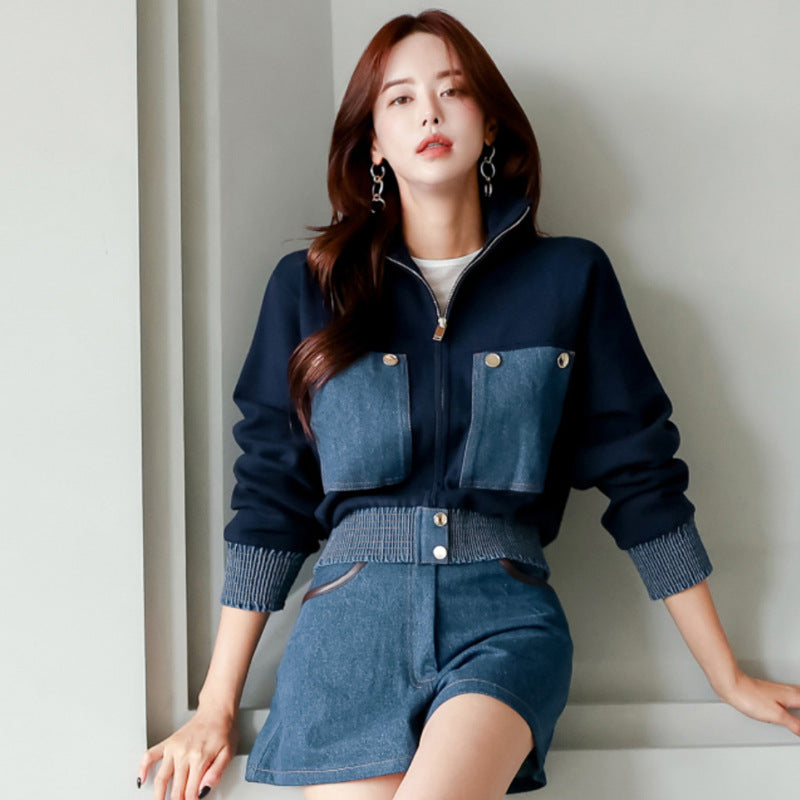 The Marseille Contrast-Denim Zip Jacket