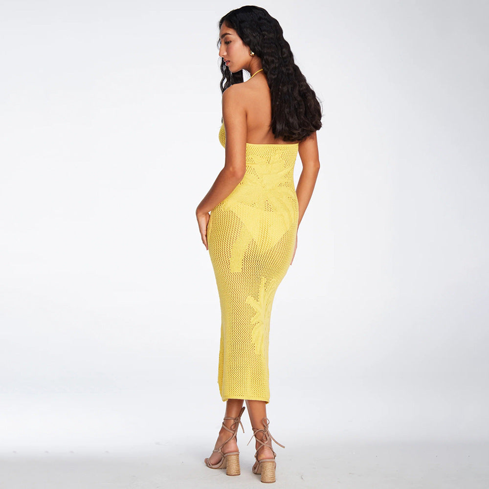 The Capri Palm-Pattern Crochet Dress