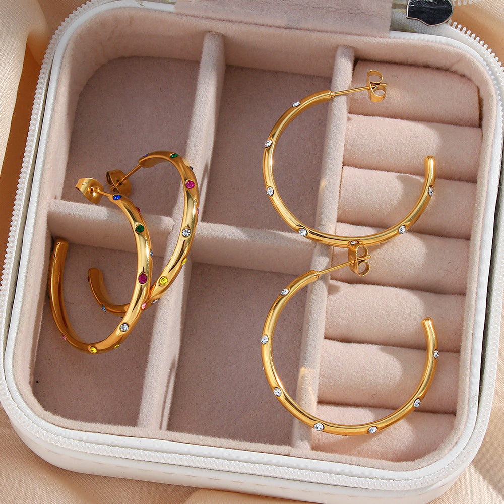 The Milan Gold Crystal Hoop Earrings
