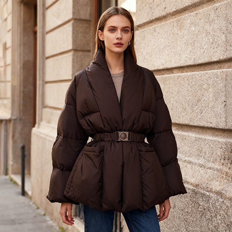 The Alpine Belted Shawl-Collar Puffer Jacket