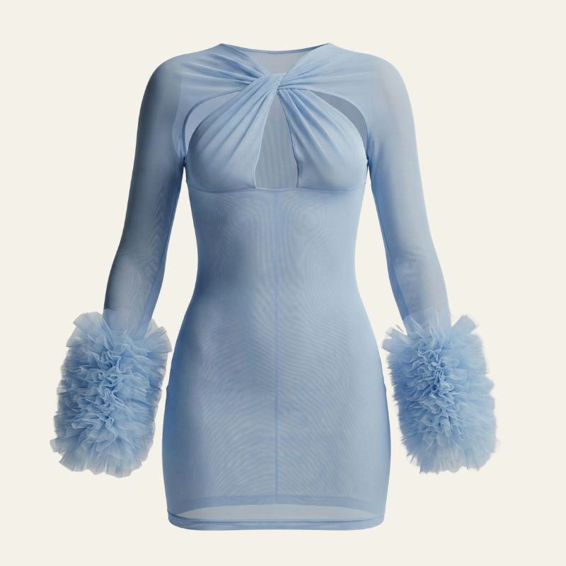 The Riviera Feather-Cuff Cutout Mini Dress