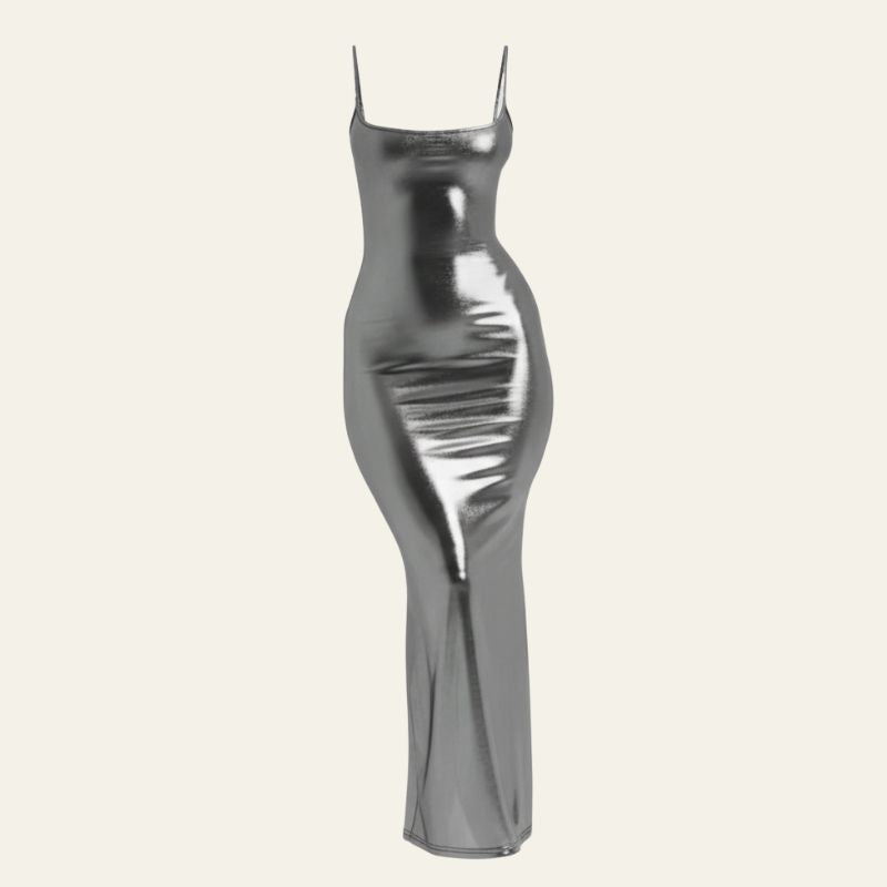 The Capri Metallic Sheen Slip Maxi Dress