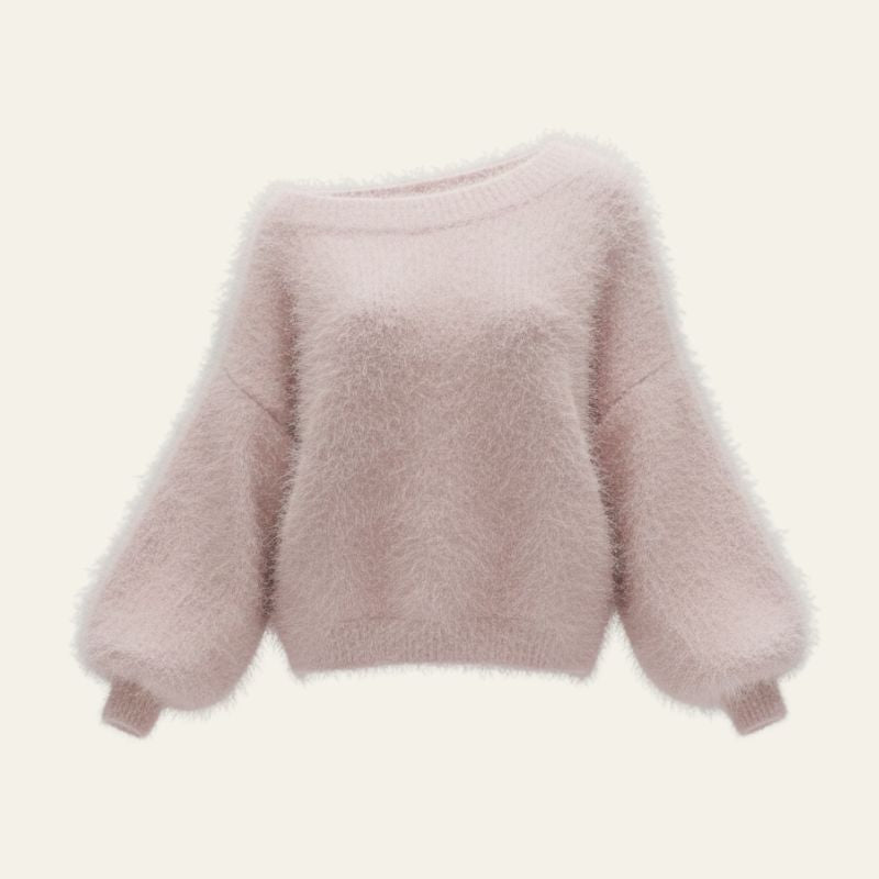 The Riviera Off-Shoulder Plush Knit Sweater