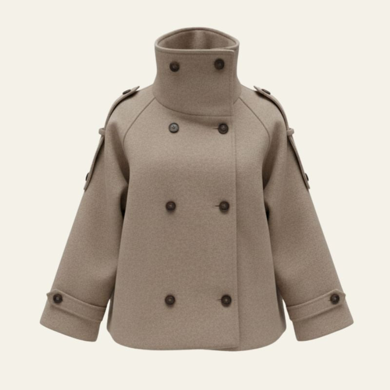 The Alpine Funnel-Neck Double-Breasted Trench Coat