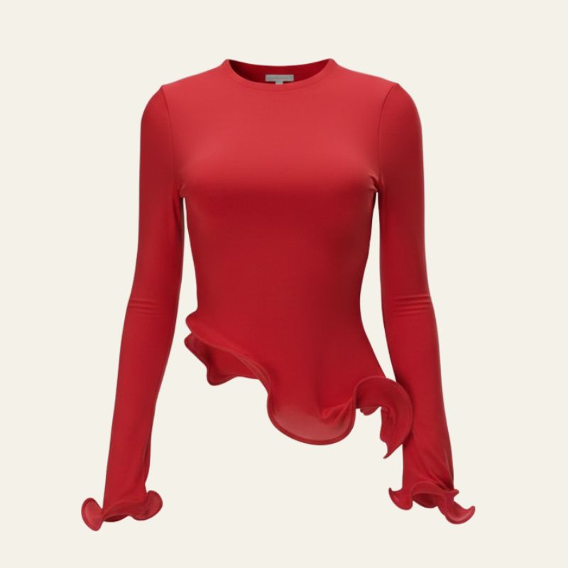 The Marbella Sculpted-Hem Long Sleeve Top