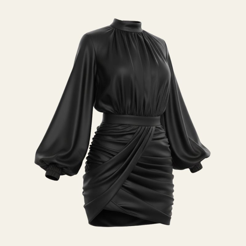 The Capri High-Neck Ruched Mini Dress