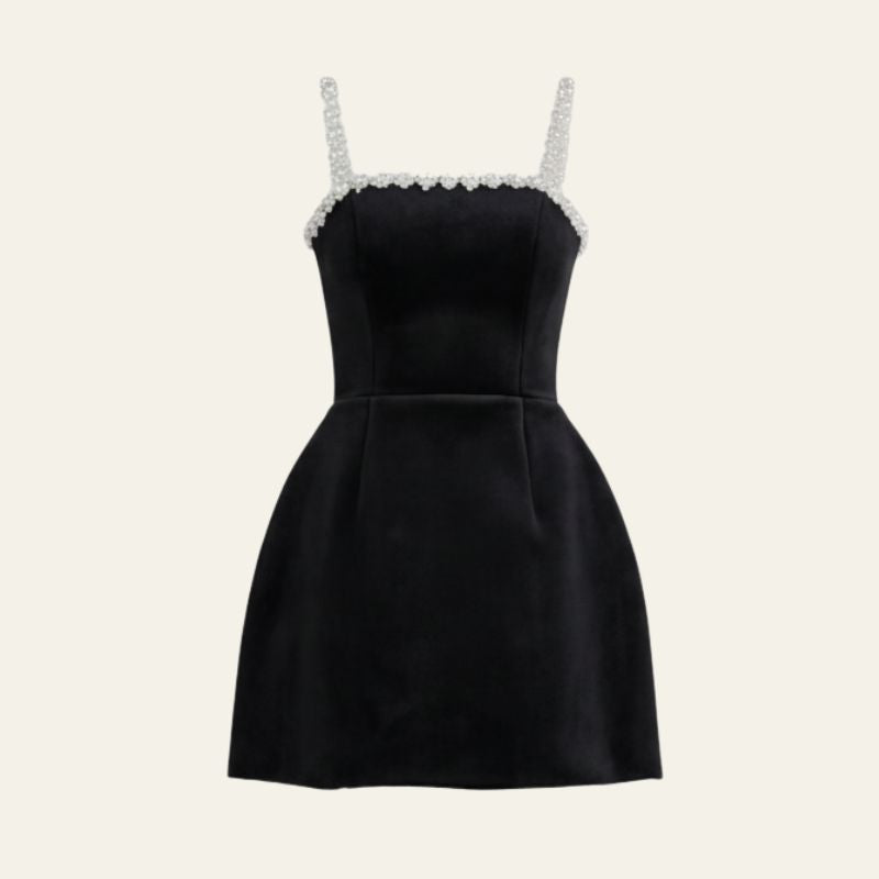 The Capri Pearl-Trim Mini Dress