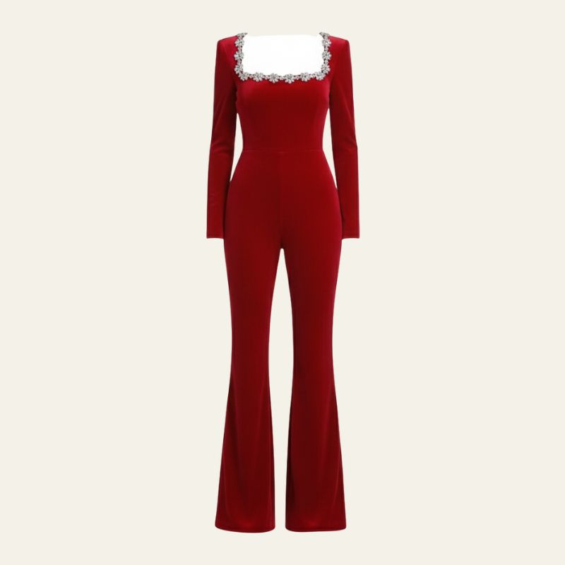 The Monaco Embellished Square-Neck Jumpsuit
