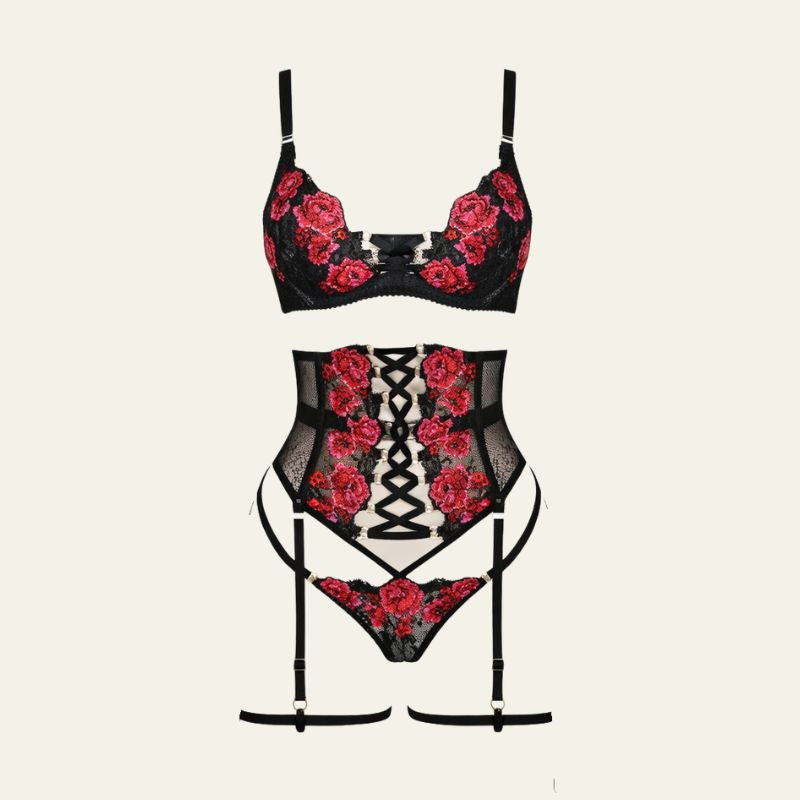The Verona Embroidered Lace Lingerie Set
